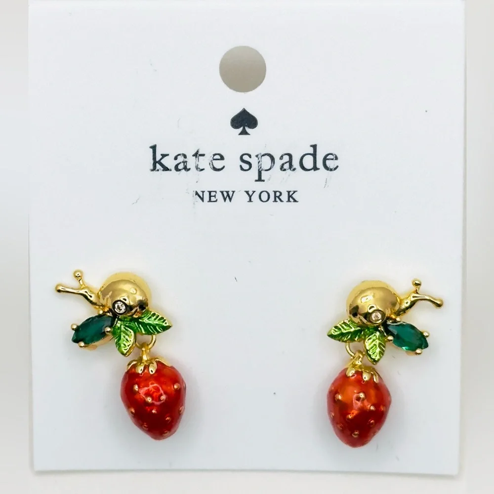 KATE SPADE 🍓Strawberry Fields Drop Earrings NEW Gold Tone, Red, Green